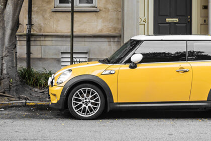 Yellow Mini Cooper Parked